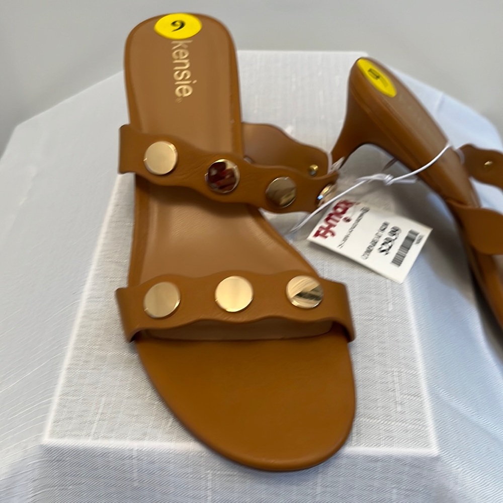 Kensie Man Made Gold Studded Mules - Size 9 - $15